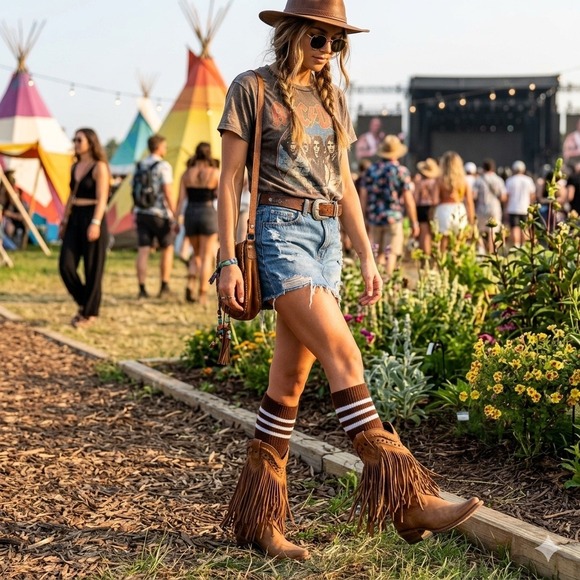 LIBERTY Black Shoes - Liberty Black Tan Leather Fringe Western Boots LB-71124 Studded Pointed Toe 8